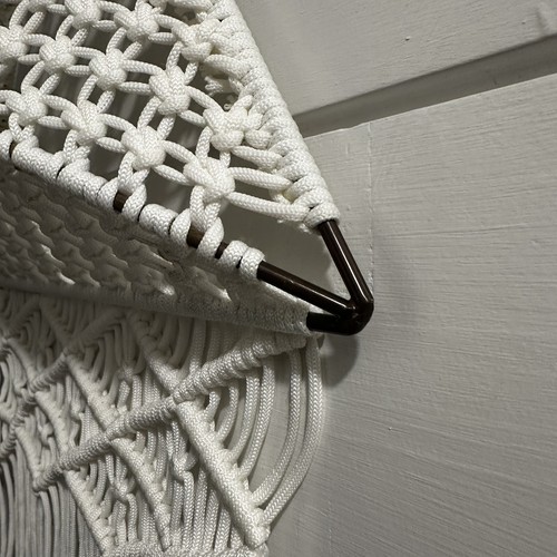 Macrame Metal Bird Wall Hanging White Triangular Natural Home Decor - Picture 9 of 9