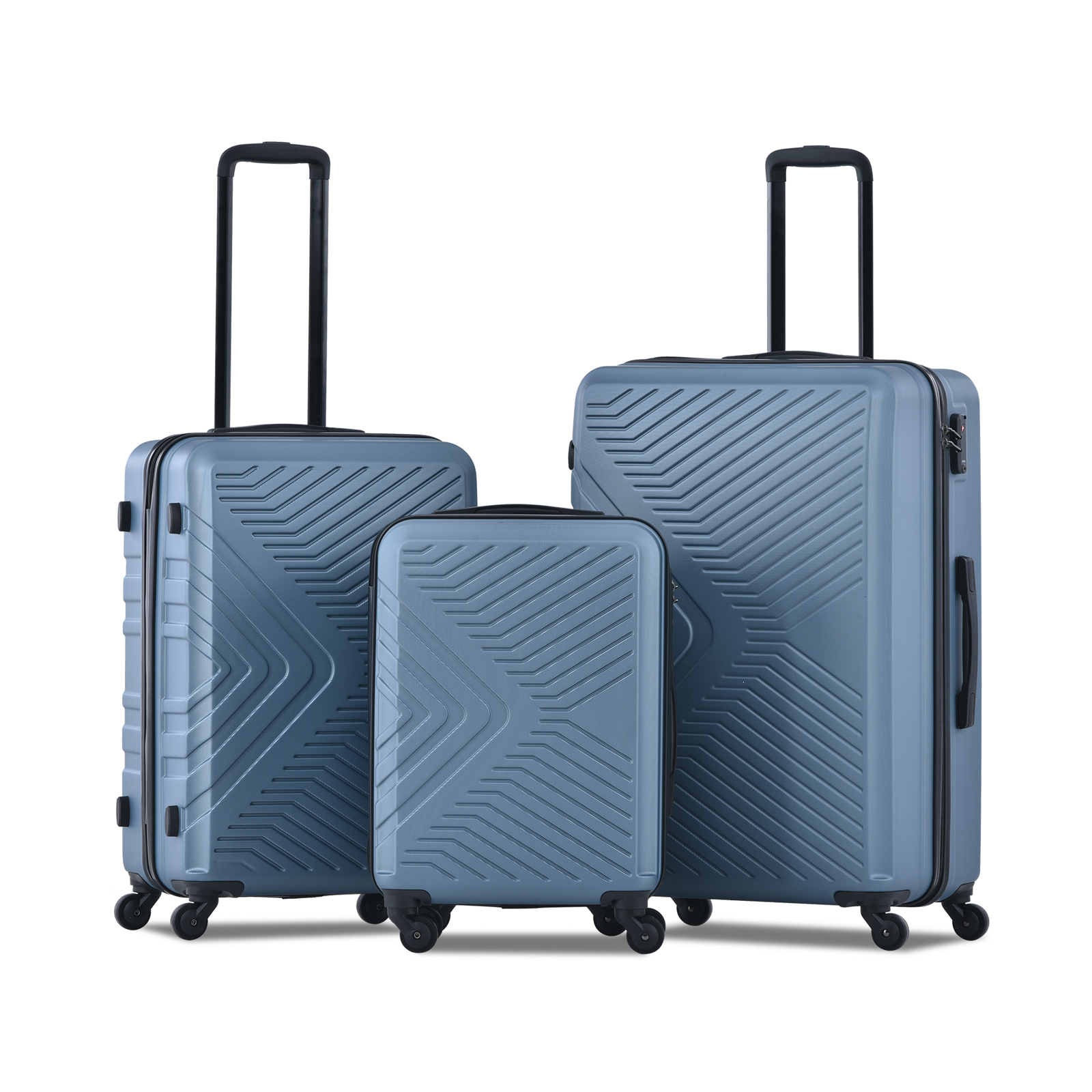 3 Piece Luggage Set ABS Lightweight w/Spinner Wheels, TSA Lock, Hooks (20/24/28)