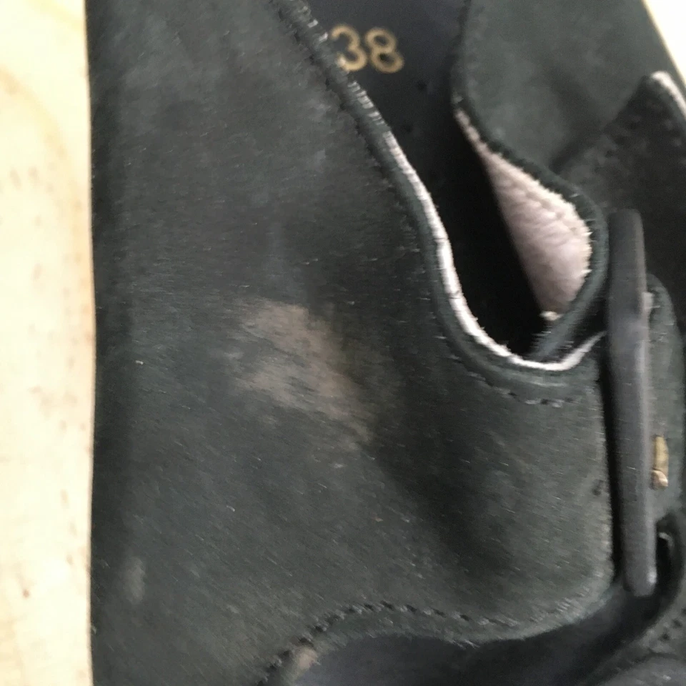 Sandalias La Plume para mujer 38 Jen cuña hebilla correa sin cordones cuero negro cosido Foto 4 de 4