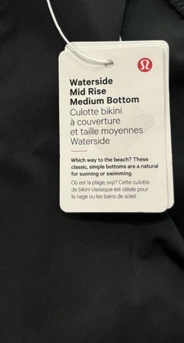 Lululemon Women’s Waterside Mid Rise Bikini Med Bottom Size Small Color Black
