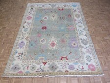 9 x 12 Hand Knotted Light Green Colorful Oushak Oriental Rug G15228