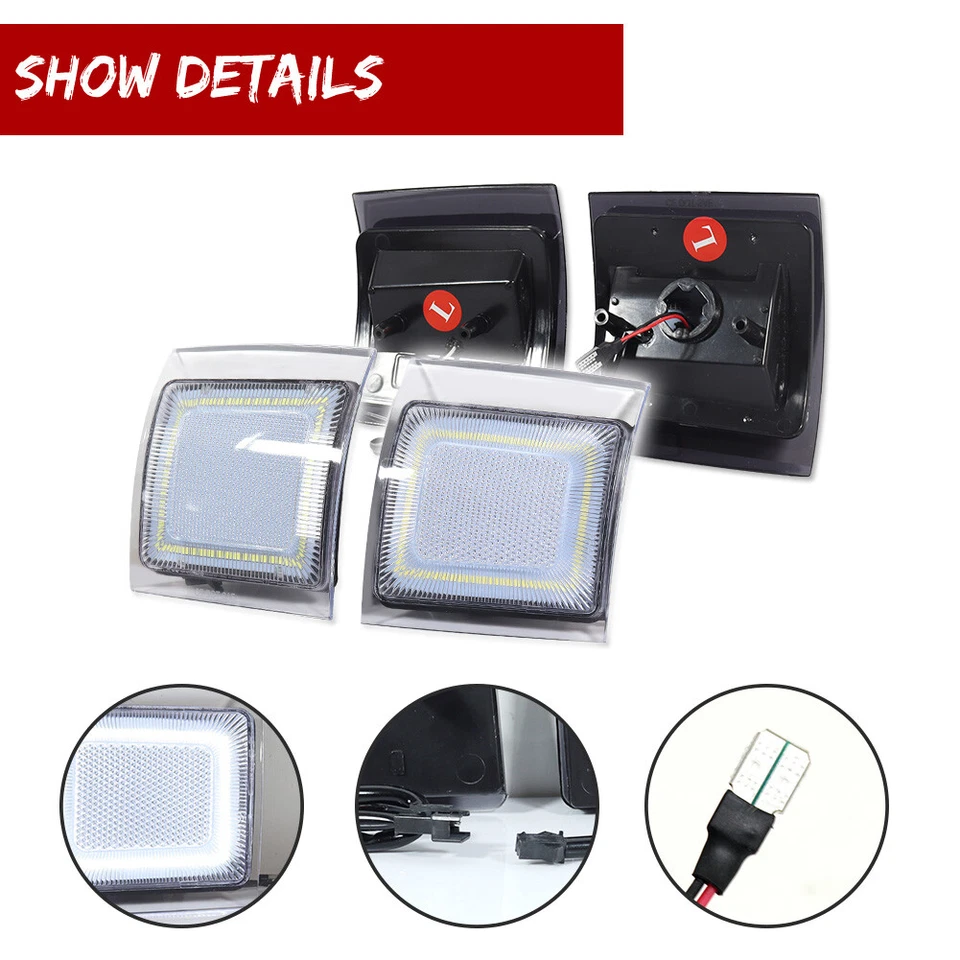 Luces de señalización laterales LED blancas transparentes para Chevy C/K 1500 2500 3500 1994-1998 Foto 3 de 4