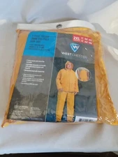 Westchester 3-Piece Yellow Rain Suit 2XL Suspenders, Jacket Hood New.      (51)
