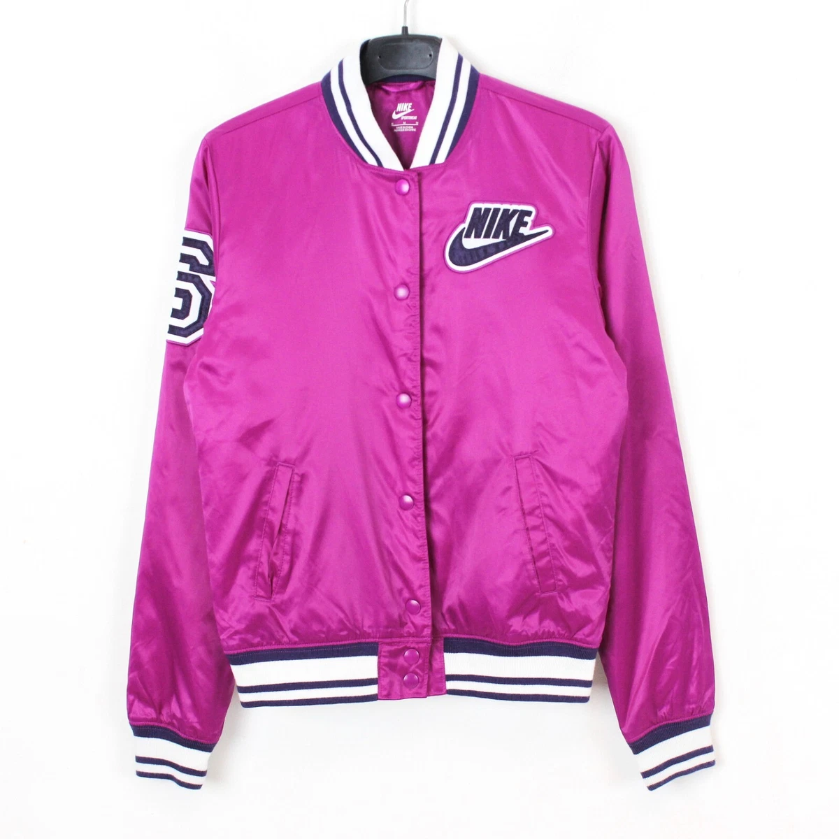 NIKE Destroyer Varsity Bomber Jacket M Women Nylon Satin Coat