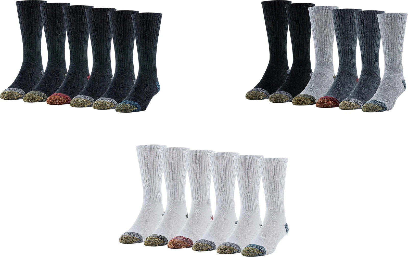 GOLDTOE Men's FIT TEC Cushion Crew Socks (6 Pairs)