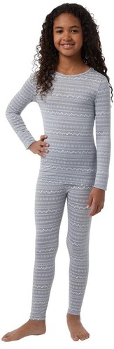 32 Degrees Heat Kids Baselayer Long Sleeve Crew Neck & Legging Set (Grey Small) - 第 1/4 張圖片