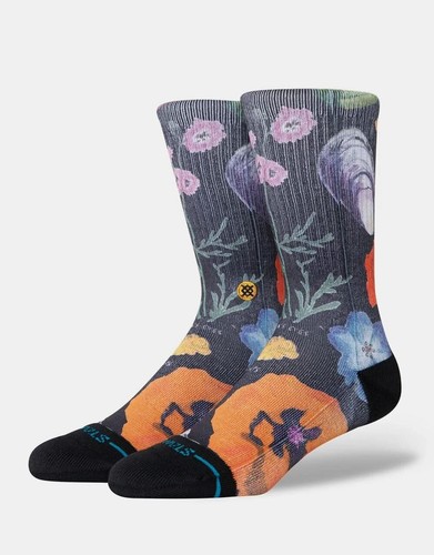 STANCE - Lucias Floral Crew Socks Black Unisex Casual SIZE UK 8.5 - 12.5