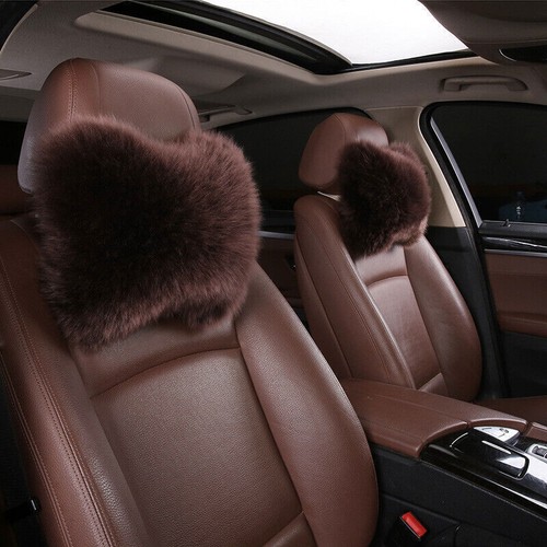 Real Sheepskin Fur Car Neck Cushion Pillow Car Headrest Winter Warm Universal - Foto 27 di 34
