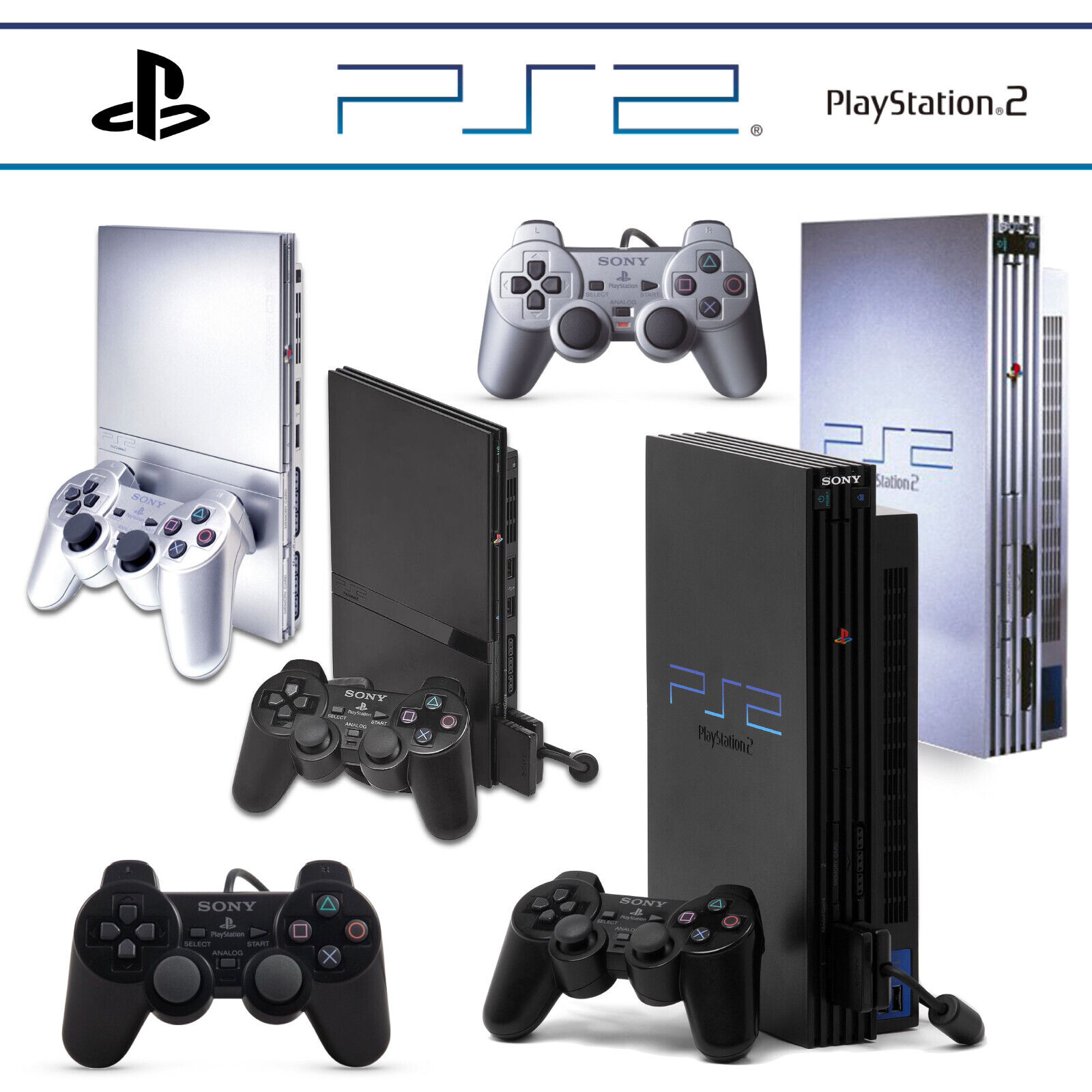 Consola PlayStation 2 PS2 FAT Slim negro plata elección controlador  ORIGINAL 🙂✅
