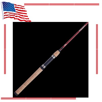 Berkley 7  Cherrywood HD Spinning Rod, Two Piece Spinning Rod, Red/Natural, M