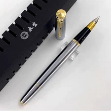 Wing Sung 601A Steel Golden Version Vacuum Pump Fountain Pen Fine Nib
