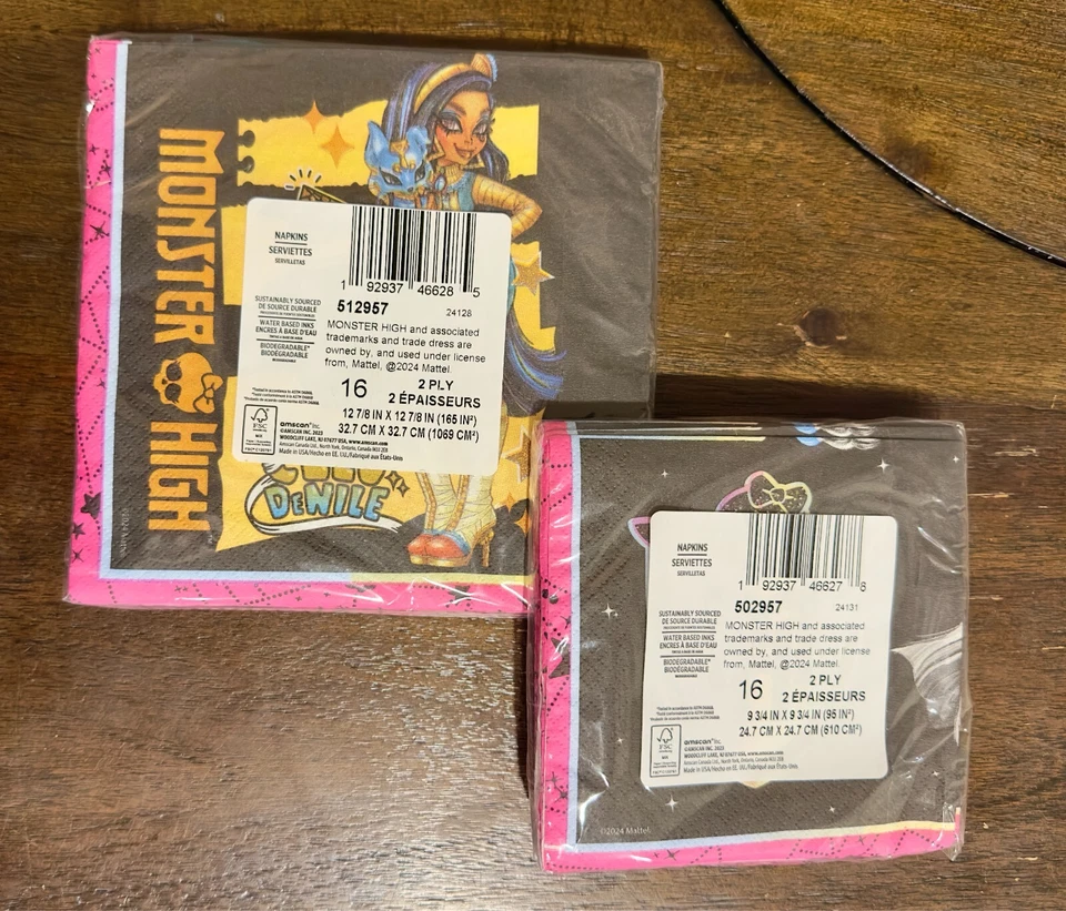 Monster High Party Napkin Lot – Luncheon & Beverage – NIP - Image 2 of 4