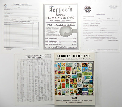 Vtg 1990 FERREES TOOLS BAND INSTRUMENT REPAIR TOOL CATALOG + PRICES Lot of 5 NM!