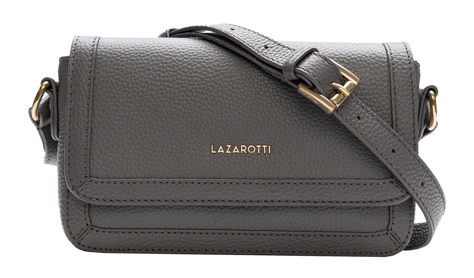 Lazarotti cross body bag Bologna Leather Flap Crossbody Bag Grey