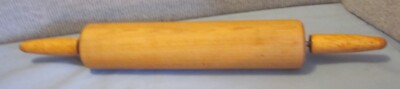 Older Wooden Rolling Pin w/Wood Handles -- Baking Homemade Cookies, Pies