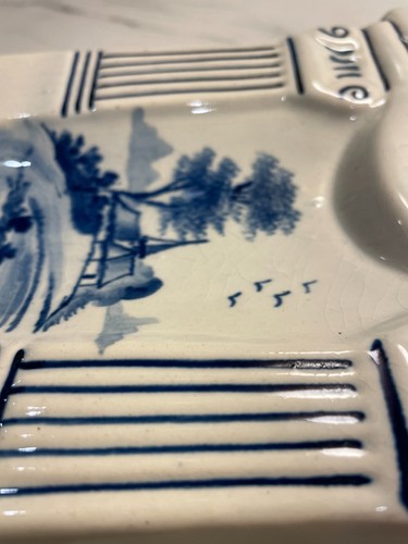 West Germany Porcelain Wind Up Clock M.W Mercedes Delft Motif Belgian Blue 417 - Picture 13 of 24