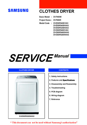 SAMSUNG DVE50R5400V/A3 DVE50R5400V SERVICE REPAIR MANUAL PAPER