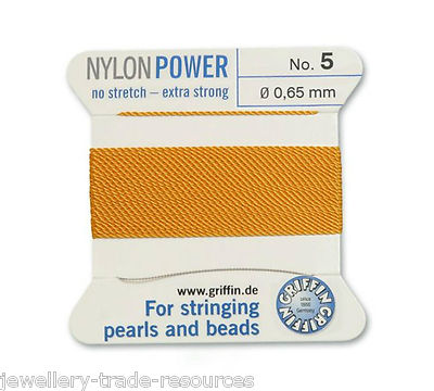 BERNSTEINGELB NYLON POWER SEIDENFADEN 0,65mm SCHNURPERLEN & PERLEN GRIFFIN 5