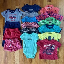 16 Piece Lot Baby Boys Clothing Lot Size 6 Months Shorts Bodysuits Rompers