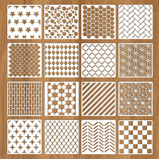 16 Pcs Geometric Stencils Reusable Texture Layering Templates for Wall Art DIY