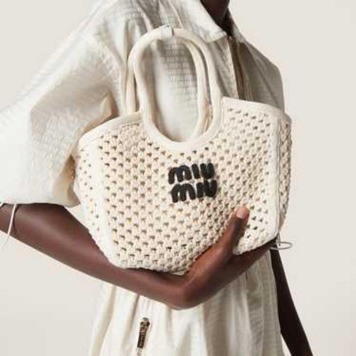 miu miu ivy cotton mesh bag off-white