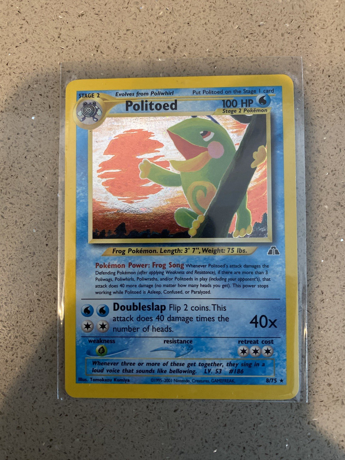 2001 Pokemon TCG Politoed Neo Discovery Holo Card 8/75 - NM - w/ Swirl - WOTC 🔥