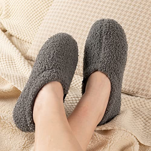  Damen Teddy Fleece geschlossener Rücken Indoor Slipper 7-8 dunkelgrau - Bild 2 von 6