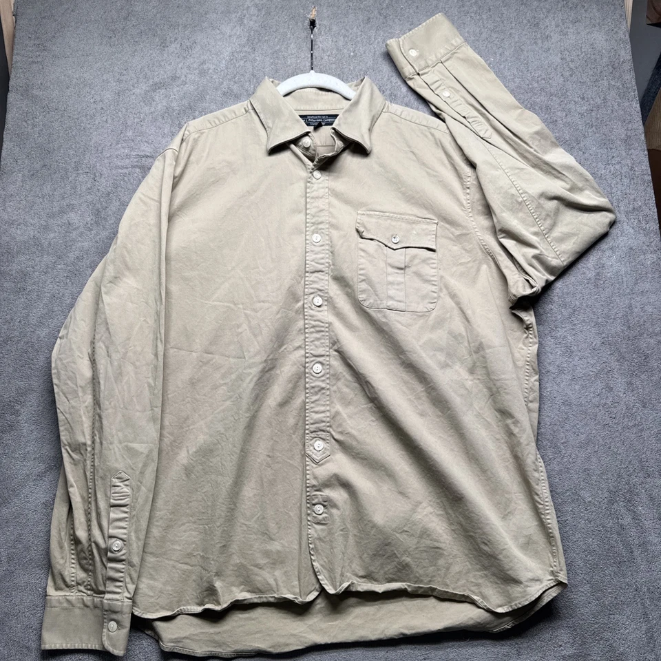 J Peterman Company Men’s Khaki Button Down Shirt XXL Long Sleeve Cotton Blend - Image 2 of 4