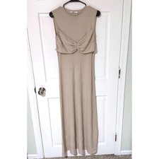 NA-KD Knitted Twist Detail Maxi Dress Beige Sleeveless Size M 1821-000006-0005