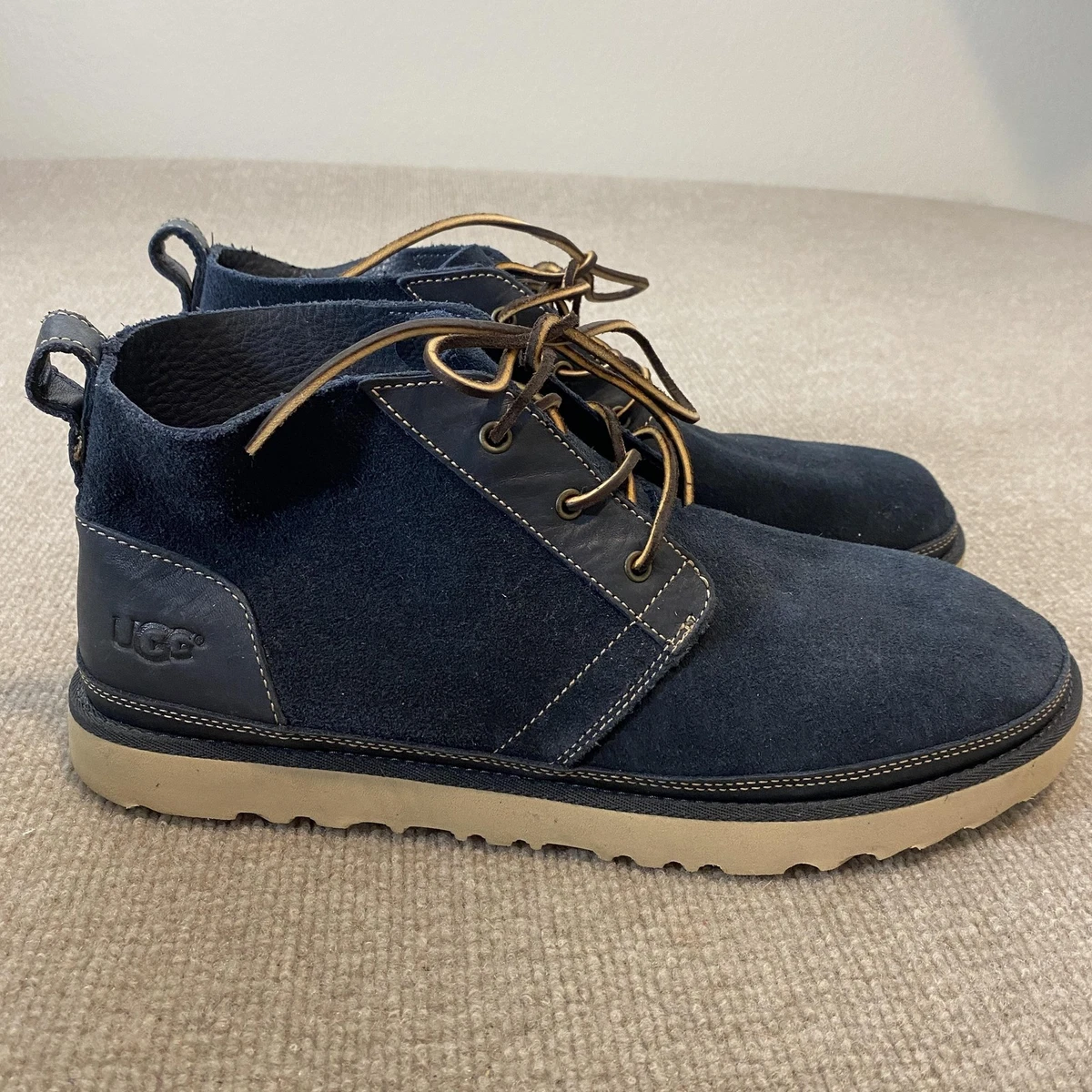 UGG Boots Mens Size 13 Blue Suede Chukka Ankle Lined Casual 