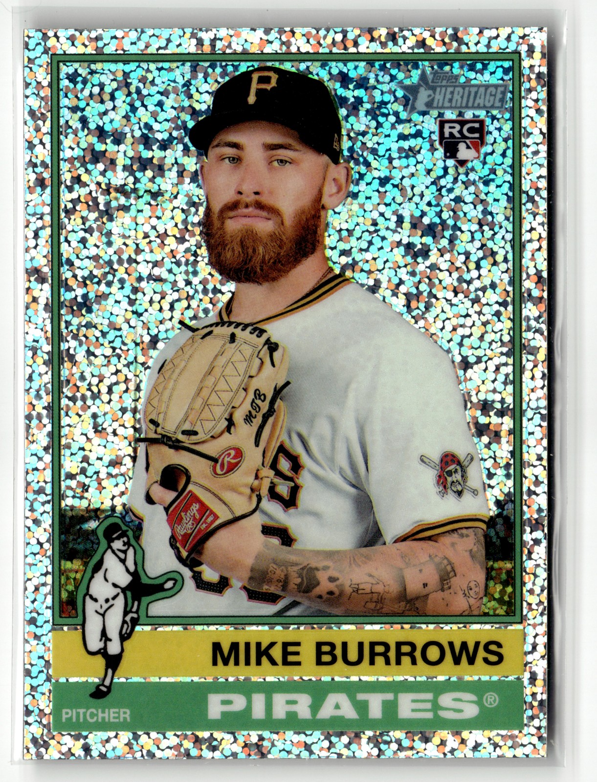 Mike Burrows Rookie 2025 Topps Heritage #328 Chrome Silver Sparkle Refractor