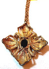 Vtg Castlecliff Maltese Cross Garnet Glass Cabachon Gold Tone Necklace -Gorgeous — photo 4