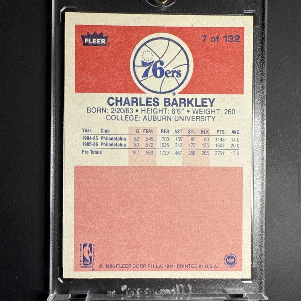 1986-87 Fleer - Charles Barkley #7 (RC) - Image 2 of 4