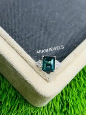 Emerald Cut Teal Sapphire Ring 925 Sterling Silver Gift For Her Engagement Ring.