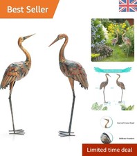 Elegant 2PCS Crane Garden Statue Set - Lifelike Metal Decor for Indoor & Outdoor