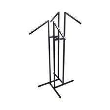 SSWBasics Black 4 Way Adjustable Clothing Rack with Slanted Arms - Retail Clo...