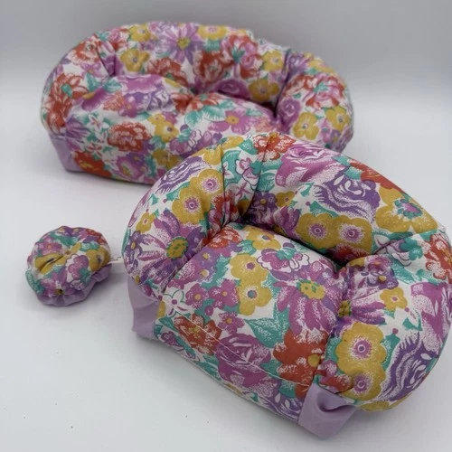 VTG Barbie Doll Furniture 1990’s Toymax Floral Furniture Couch Chair Pillow Set