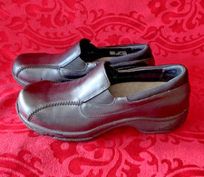 Dansko Black Leather Slip-On Block Heel Round Toe Women's Comfort Shoes, 9-9.5W