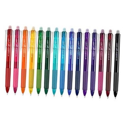 15 Colors Retractable Erasable Gel Pens Clicker, Fine Point(0.7), Multicolor
