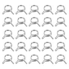 25Pcs 9.5mm ID 9.5-11mm OD Double Wire Spring Hose Clamp Spring Clips Clamps