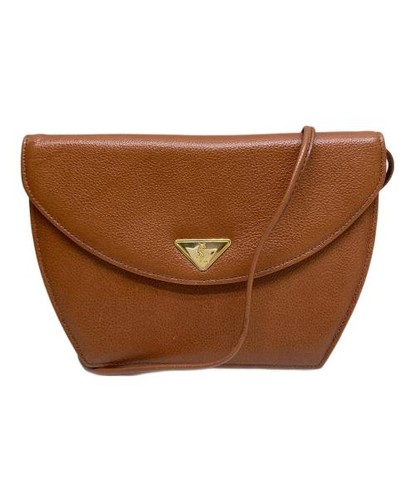 Yves Saint Laurent                    Triangle logo plate shoulder bag brown