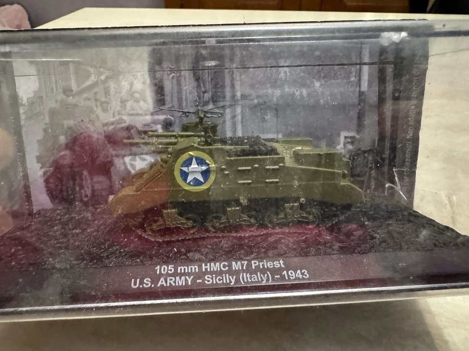 Modellino carro armato 105 mm HMC M7 Priest U.S Army Sicily 1:43 nuovo - Immagine 2 di 4