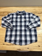 Carhartt 104447 Long Sleeve Button Up Blue Plaid Chambray Shirt Size Large