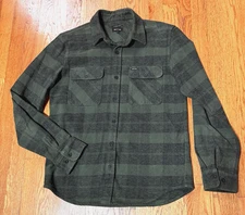 Mens Brixton Bowery Heavyweight Flannel shirt, Green plaid, Small S standard fit