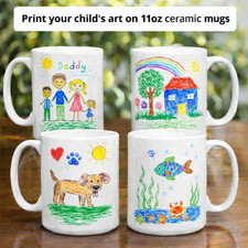 Personalised Children’s Drawing Mug Kids Artwork Keepsake Gift For Parents etc