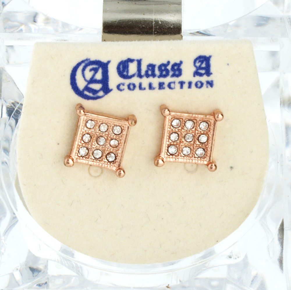 Блестки Iced Out Ohrstecker В форме коробки из розового золота толщиной 8 мм 1990₽