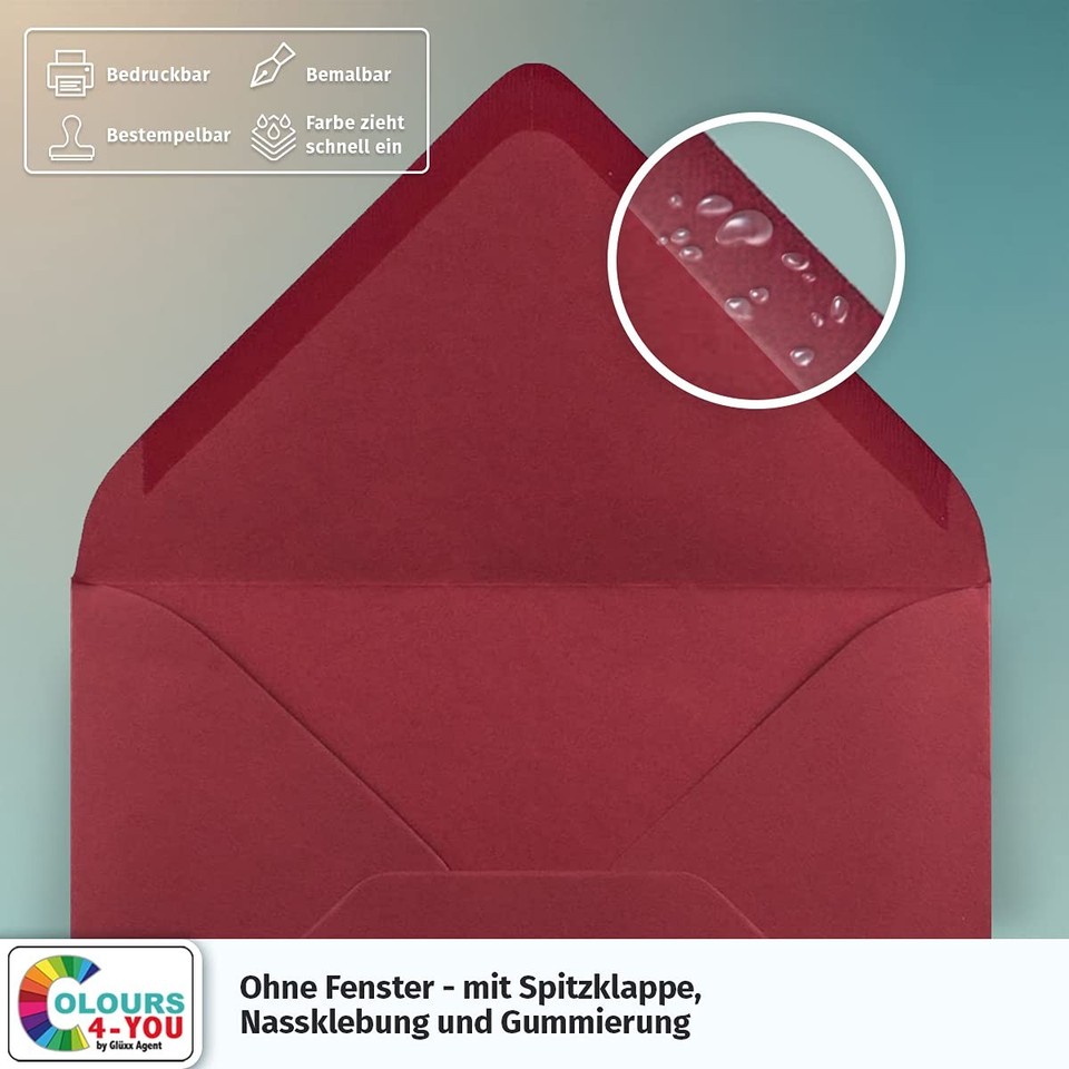 Colours 4 you Lot De 25 Enveloppes DIN C6 Rouge Fonc 114 X 162 Colours 4 you lot de 25 enveloppes din c6 rouge fonc 114 x 162
