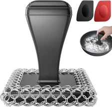 Cast Iron Scrubber Cleaner & 316L Stainless Steel Chainmail Scrubber