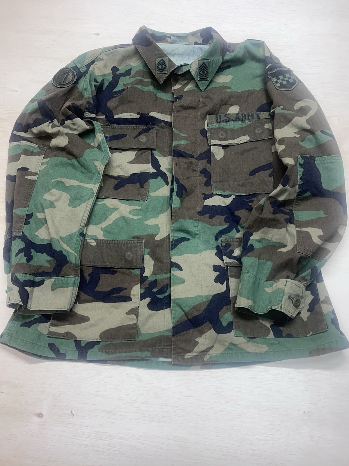 Vintage 90’s  US 3rd army BDU Shirt W/ Patches Sergeant Major 99th infantry  M L