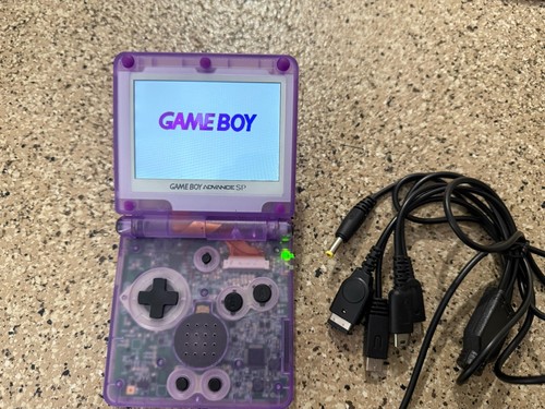 TRANSPARENT CLEAR EXTREME PURPLE GAME BOY ADVANCE SP BACKLIT BACKLIGHT IPS - Picture 3 of 7